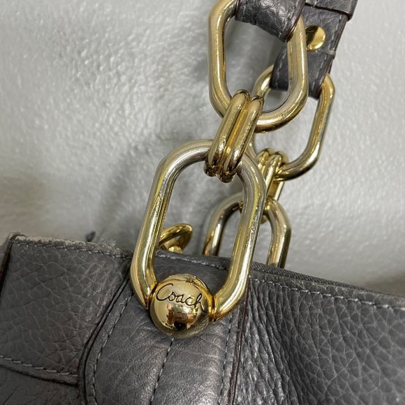 COACH kristin gray leather pebbled handbag purse - Picture 8 of 10